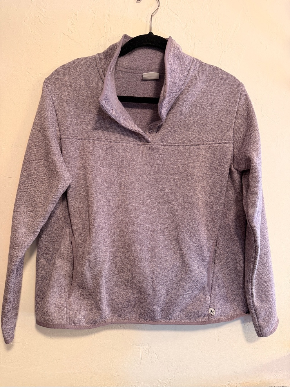 Eddie Bauer Lavender Pullover Fleece with Snap Funnel Neck